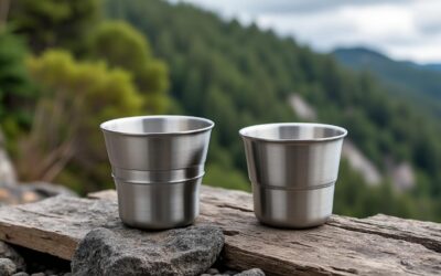 Ensemble de 2 gobelets pliables et rétractables en inox 250ml : l&rsquo;allié nomade et durable