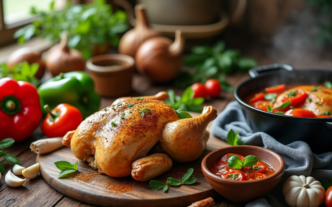 découvrez la préparation traditionnelle et la cuisson authentique du poulet basquaise, une recette savoureuse aux saveurs du pays basque.